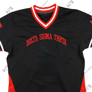 T-shirt de football personnalisé Delta Sigma DST, noir et rouge, style streetwear, année de fondation, en polyester respirant - Product Image 5