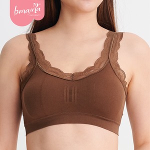 Soutien-gorge de maternité sans fil respirant en dentelle push-up tricoté style sportif adapté aux tailles S-XL - Product Image 1