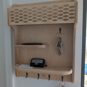 Organisateur mural en bois pour entrée avec étagères et crochets, porte-manteau rustique, porte-clés et organisateur de courrier - Product Image 2