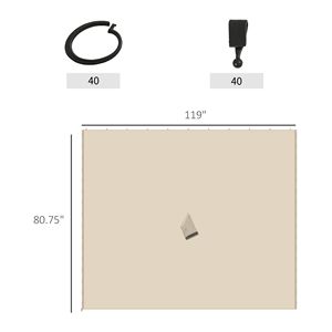 "Beige Universal 9.84FT X 9.84FT Gazebo Sidewall Set with 4 Panels 40 <b>Hooks</b>/C Rings for Pergolas Cabanas-Courtyard Application" - Product Image 3
