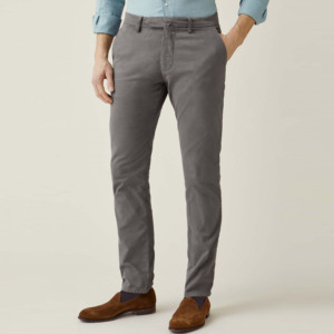 Men's Gray Straight Fit Polyester Spandex <b>Trousers</b> Mid Waist Button Fly Flat Front Smart Casual Breathable Lightweight <b>Summer</b> - Product Image 1
