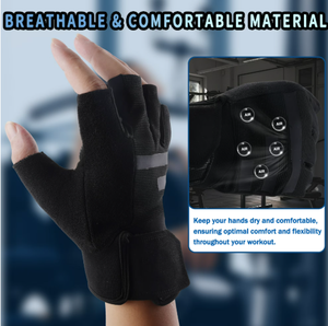 Guantes de Levantamiento de Pesas con Soporte para Muñeca, Transpirables, Antideslizantes, Protección Completa de la Palma, Cierre Magnético, Diseño de Medio Dedo para Gimnasio y Deportes - Product Image 3