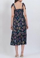 Gaun Midi A-Line Botanical Ringan 100% Katun Ramah Lingkungan Kualitas Terbaik Wanita Bahan Lembut Nyaman Elegan Kompetitif