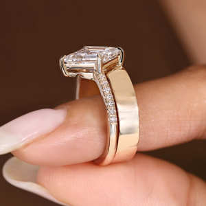 Women's 18K Solid Gold Rose Gold Plated Asscher Cut Diamond Engagement Ring Geometric Fine Jewelry - Product Image 3