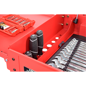 Chariot utilitaire roulant ODM 84 cm à 4 tiroirs, fermeture douce, acier thermolaqué rouge mat, capacité 320 kg, pour atelier et garage - Product Image 6