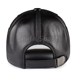 Casquettes de baseball en cuir véritable sur mesure, de haute qualité, nouveau design, noires, pour hommes et femmes - Product Image 4