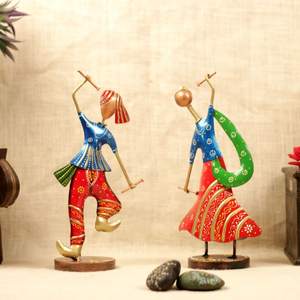 Antique Designer Dandiya Male Female Set Of 2 for Urban Office Interiors Suitable for Waiting Area Styling Home Display Shelves - Product Image 1