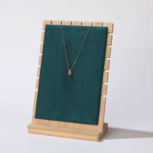 Support de présentation de bijoux en bois de bambou carré de luxe sur mesure en gros, en daim/PU, noir - Product Image 6