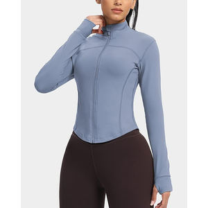 Athletic Yoga Jacket <b>Women</b> Nylon Skinny Fit Stretch Breathable Lightweight Zip Outer Layer - Product Image 4