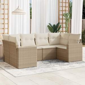 Grand ensemble de canapés de jardin réglables en rotin PE beige, mobilier de jardin ajustable - Product Image 1