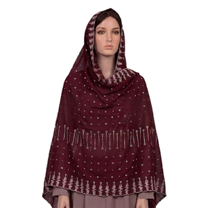 Wholesale Cotton Voile <b>Shawl</b> Eyelet Embroidery Vertical Column Scalloped Border Lightweight Breathable Women OEM ODM Custom - Product Image 2