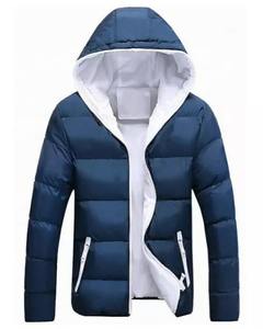 Blouson d'hiver pour homme de haute qualité, col montant uni, rembourrage en polyester chaud, coupe-vent, doublure en laine, réversible - Product Image 4