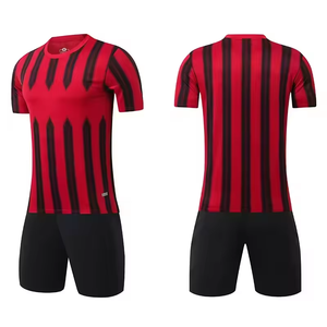 Men Soccer Jersey Striped Light Blue White Sublimated Breathable Short Sleeve Crew Neck <b>Athletic</b> Fit All Seasons - Product Image 4