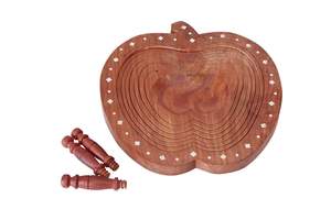 ตะกร้าผลไม้รูปแอปเปิ้ลทำจากไม้ พับได้ ตะกร้าผลไม้และผักตกแต่งทำมือ สำหรับวางบนโต๊ะครัว ตกแต่งบ้าน - Product Image 6