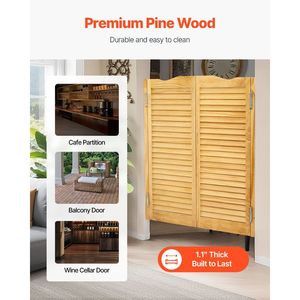 Puertas Francesas Interiores de Madera de Pino Premium con Parte Superior Arqueada de 32'' de Ancho x 42'' de Alto, con Kit de Herrajes para Bisagras, Diseño de Puerta Abatible Estilo Café 2022 - Product Image 3