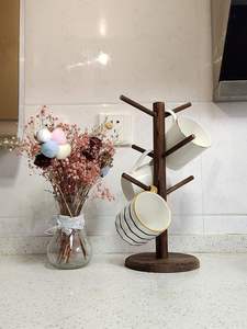 Soporte para Tazas de Café con 6 Ganchos, Estante de Madera para Tazas para Barra de Café o Mostrador - Product Image 2