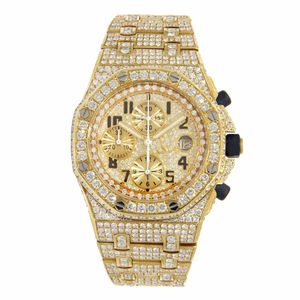 Reloj de Pulsera Personalizado de Alta Calidad con Cronógrafo, Oro, Diamantes Moissanite Originales, Estilo Hip Hop, para Hombre de Negocios, con Esfera de Cristal - Product Image 1