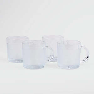 Juego de Vasos/Tazas de Vidrio Transparente Texturizado, 4 Unidades de 400 ml de Capacidad, Diseño Clásico, Apto para Alimentos, Reutilizable, para Hoteles y Bodas - Product Image 5