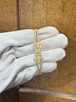 Gelang Pesona Lucu Kuningan Berlapis Rhodium Imitasi Motif Bunga Mutiara Imitasi Rantai Vintage Wanita Hadiah