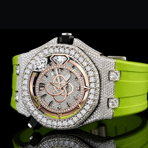 Montre de luxe pour homme en moissanite sertie de diamants, bracelet entièrement pavé de diamants - Product Image 3