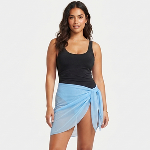 Minivestido playero transparente de malla para mujer, 100% poliéster, sin espalda, negro - Product Image 3
