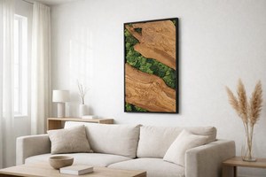 Arte de pared de musgo Evergreen, decoración de madera, escultura inspirada en la naturaleza, panel de arte forestal, acento botánico, decoración interior de lujo - Product Image 5