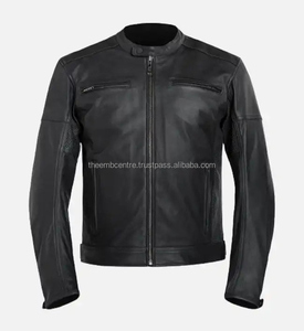 Chaqueta de moda de cuero de diseño Premium de alta calidad para hombre, chaqueta de cuero negra ajustada con estilo para hombre - Product Image 6
