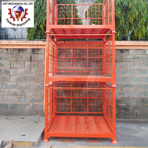 Vietnam Factory Price Corrosion Protection Stackable Galvanized Steel Foldable Wire Mesh Pallet Cage Storage Container <b>Metal</b> - Product Image 6