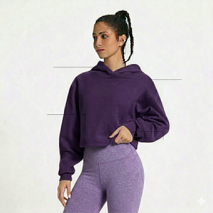 Sudadera con Capucha Corta de Invierno Personalizada para Mujer, Oversize, Hombros Caídos, Manga Larga Casual, Lisa, con Logotipo Frontal, Marca Privada OEM - Product Image 6