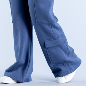 Hot Selling Dark Sapphire Blue Women's Cargo Joggers Fleece Soft Touch Fabric 100% Cotton Oversized Multi Pockets Women's Jogger - Product Image 2