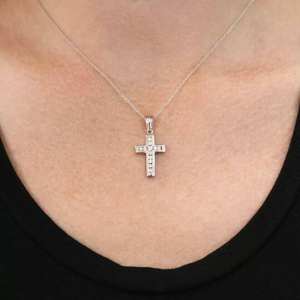 Colgante de Cruz de Plata S925 con Moissanita, Colgante Religioso Único, Corte Brillante, Certificado de Lujo, Chapado en Rodio/Oro - Product Image 4