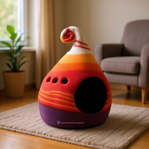 Handmade Felt <b>Cat</b> Cave a Stylish Animal <b>Cage</b> for Your Feline Friend - Product Image 3