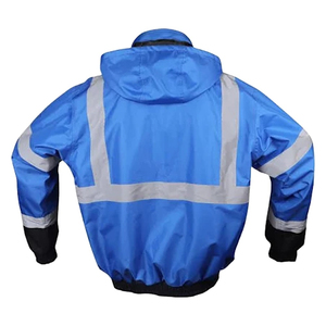 High Visibility Winter Safety Bomber <b>Jacket</b> with Fleece Collar Waterproof Reflective Workwear <b>Jacket</b> with 10 Pockets - Product Image 3
