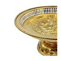 Plateau sur pied en laiton antique thaïlandais classique, fait main, de luxe, 10 pouces, avec motif de rose, pour hôtels et restaurants