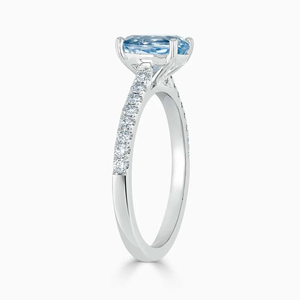 แหวนทองชุบ 18k รูปทรงวงรีประดับอะความารีนและเพชรแบบฝังติดไหล่สุดหรู - Product Image 3