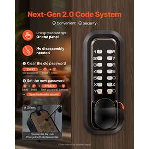 Serratura Meccanica per Porta con Codice a 4/7 Cifre, Pulsantiera a Doppio Lato e Tastierino a D, Sistema di Accesso Senza Chiave 2.0 - Product Image 4