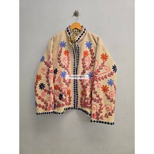 เสื้อแจ็คเก็ตผ้าฝ้ายซูซานีขายส่ง งานแฮนด์เมด เสื้อคลุมสั้นแบบยูนิเซ็กซ์ ปักลายดอกไม้ ผ้าคัฮดี เสื้อแจ็คเก็ตสำหรับผู้หญิง ใส่ไปงานปาร์ตี้ เสื้อคลุมโอเวอร์โค้ท - Product Image 4