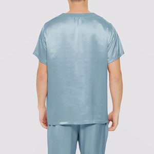 Top Wholesale Custom <b>Men's</b> Satin <b>Silk</b> <b>Pyjamas</b> Set Breathable Quick Dry 2-Piece T-shirt & Shorts Sleeping Clothes 2026 - Product Image 5
