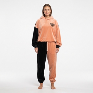 Conjunto Deportivo de Dos Piezas para Mujer, Sudadera Holgada con Bloques de Color en Terciopelo y Pantalones Deportivos con Bolsillos Laterales - Product Image 5