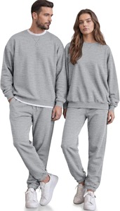 Ensemble de survêtement unisexe classique 2 pièces, sweat-shirt à col rond et pantalon de jogging, tenue de sport décontractée confortable - Product Image 5