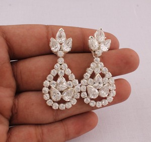 Wholesale Natural Crystal 925 Sterling <b>Silver</b> <b>Dangle</b> <b>Earrings</b> November Birthstone White Gemstone Drop <b>Earrings</b> High Quality Je - Product Image 1