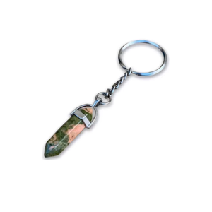 High Quality Crystal Keychain Stone Unakite Crystal Pencil key chain natural Stone bead <b>Healing</b> Key Holder Gift Women Key - Product Image 1