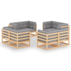 Grand ensemble de salon de jardin en pin massif avec polyester, collection de meubles élégante et durable - Product Image 1