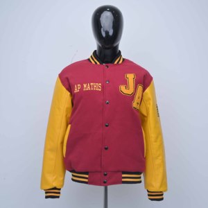 แจ็คเก็ตวาร์ซิตี้วินเทจสำหรับผู้ชาย แจ็คเก็ตเบสบอลแบบ Letterman แขนหนังสั่งทำพิเศษ ทรงเข้ารูป กระดุมเขาสัตว์ ทันสมัย ผลิตตามแบบ OEM - Product Image 1