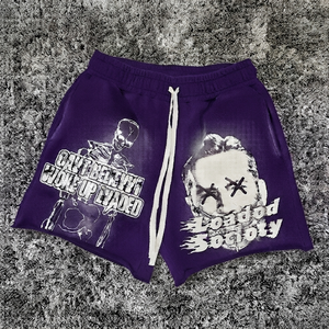Pantalones Cortos Personalizados para Hombre, de Felpa Francesa Gruesa, con Estampado Gráfico, Lavado Vintage, Estilo Casual Urbano, de Algodón - Product Image 3