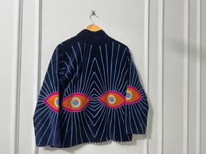 Chaqueta Bomber de Terciopelo Suzani Bordada y Tejida, Transpirable, Estilo Bohemio, Abrigo de Invierno Hecho a Mano, Prenda Étnica para Festivales, Talla Única - Product Image 5