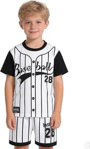 Conjunto de Uniforme de Béisbol para Niños, Jersey de Manga Corta Estampado, Pantalones Transpirables de Poliéster con Cintura Elástica, Ropa Deportiva de Invierno con Logotipo Frontal y Número de Edad - Product Image 5