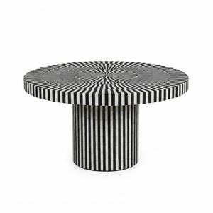 Mesa de centro moderna cuadrada con incrustaciones de hueso, hecha a mano, con patrón geométrico azul, para sala de estar, precio directo de fábrica - Product Image 2