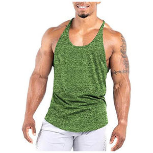 Men's High Quality Custom Oversized Breathable 100% Cotton Stand Collar Gym Tank Tops Casual Style Washed - Product Image 1