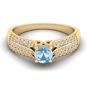 Bague en argent sterling 925 de conception exclusive REYES, pierre précieuse aquamarine ronde de 0,5 carat, faite à la main, pierre de naissance, bijoux fins - Product Image 6